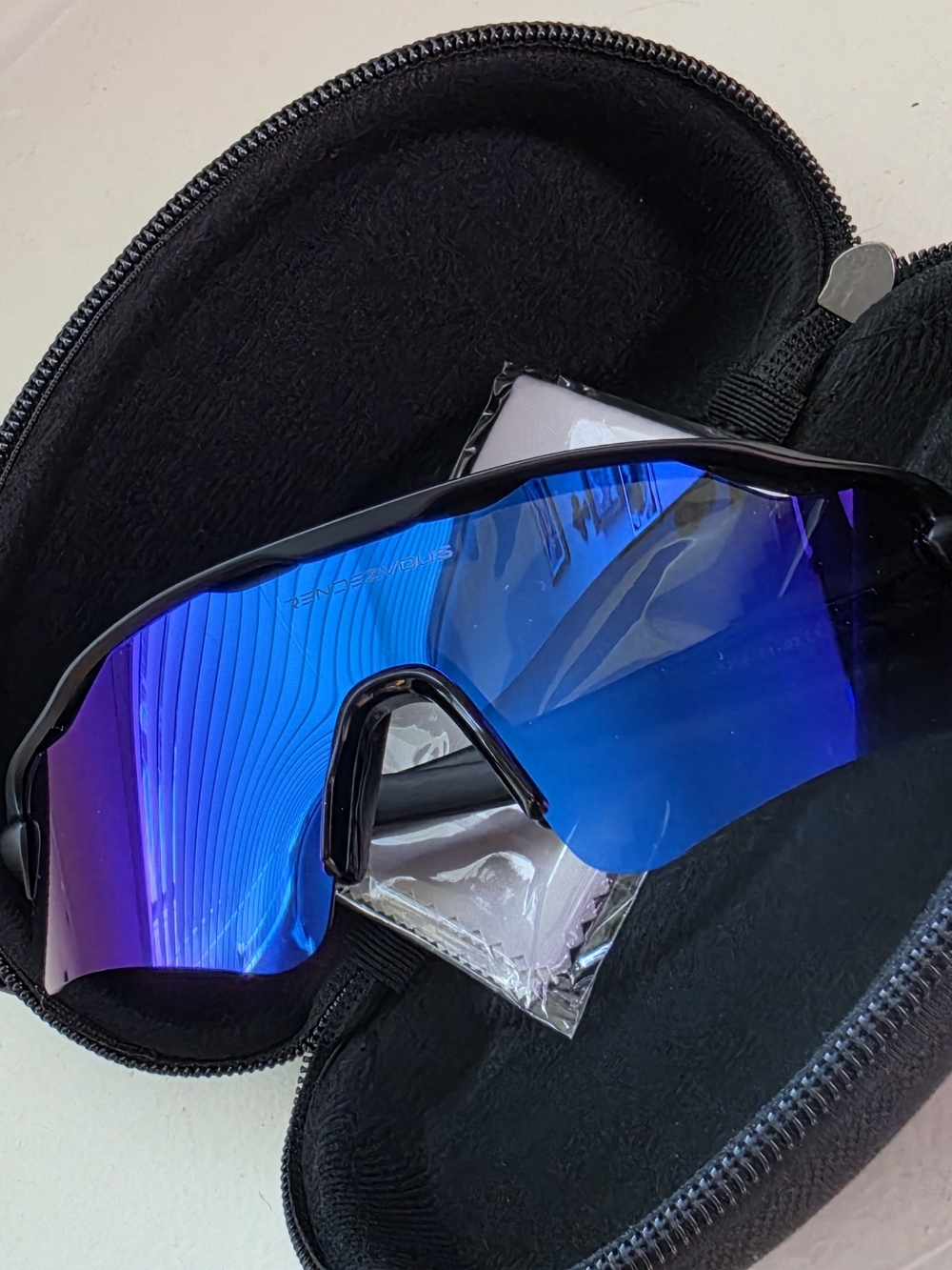 Women's Blue Mirrored Shield Sunglasses - Sport Visor Style